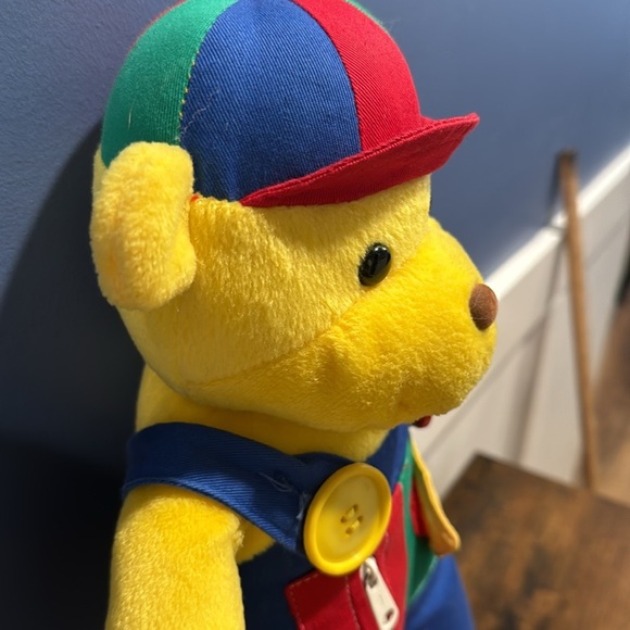 Vintage Gund Teach Me Blossom Yellow Teddy Bear Zip Button Tie Plush Toy - Picture 5 of 14